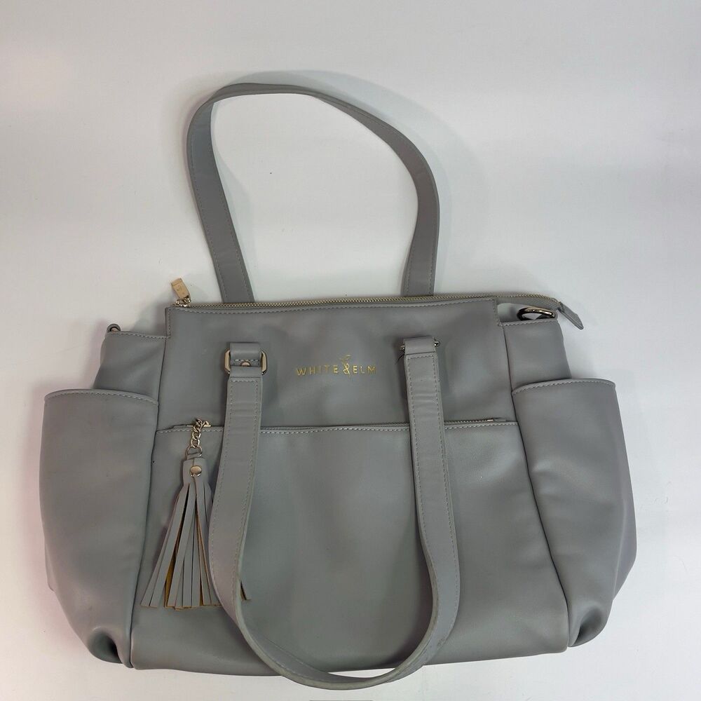 White Elm Gemini Mini Convertible Backpack Travel Diaper Bag GREY/AQUA **READ**